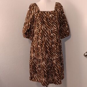 Brown Zebra Print Dress